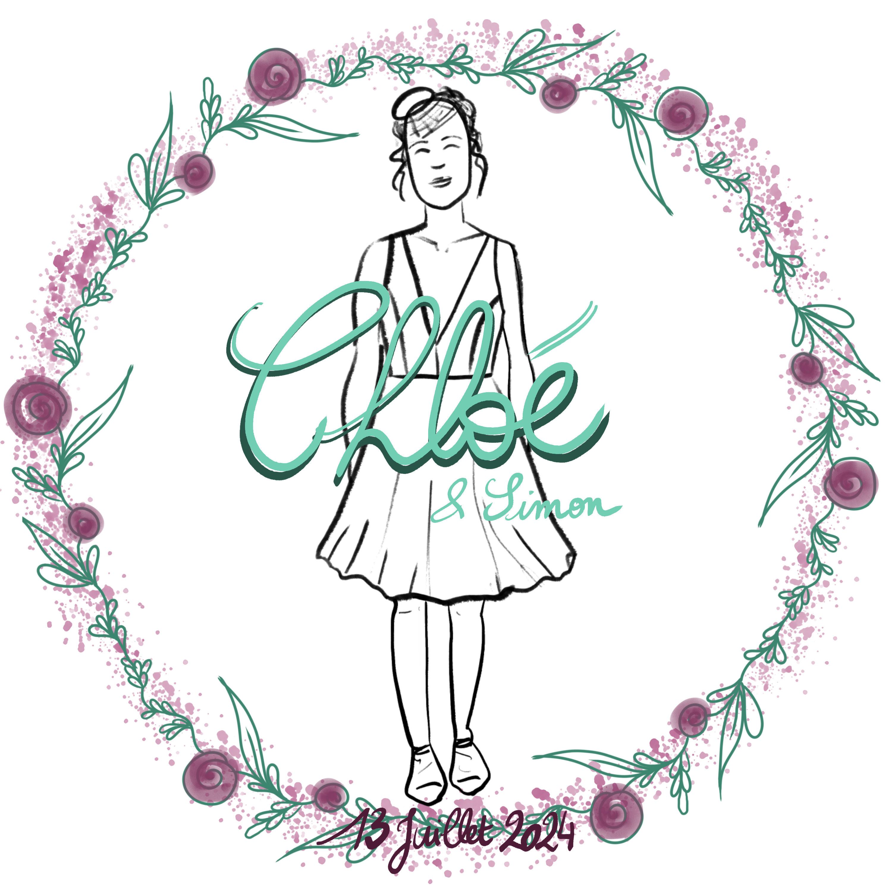 Chaque mariée a le droit a sa petite illustration qui ornera la housse qui protège la robe de mariée.